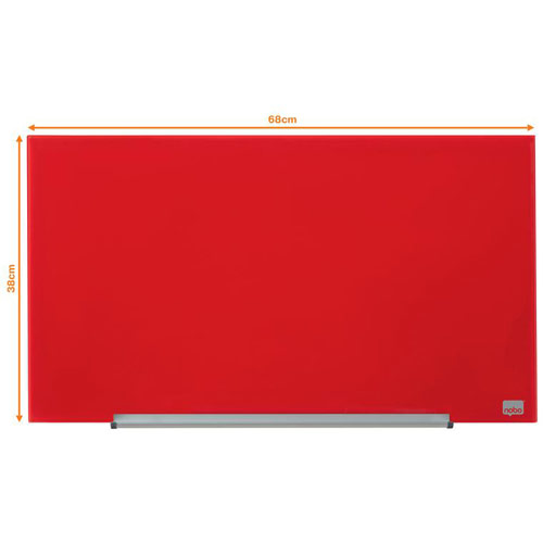 Nobo 1905183 Red Impression Pro Glass Magnetic Whiteboard 680x380mm