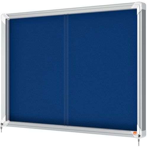 Nobo 1902565 Premium Plus Blue Felt Lockable Notice Board 8xA4