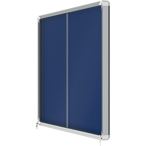 Nobo 1915334 18 x A4 Premium+ lockable Notice Board with Blue Felt